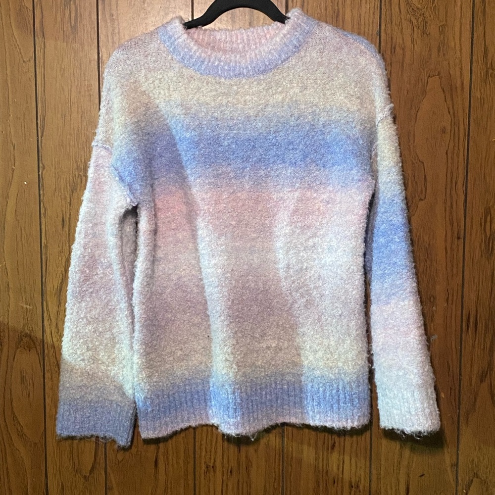 Wild Fable Pastel Blue and Pink Crew Neck Sweater